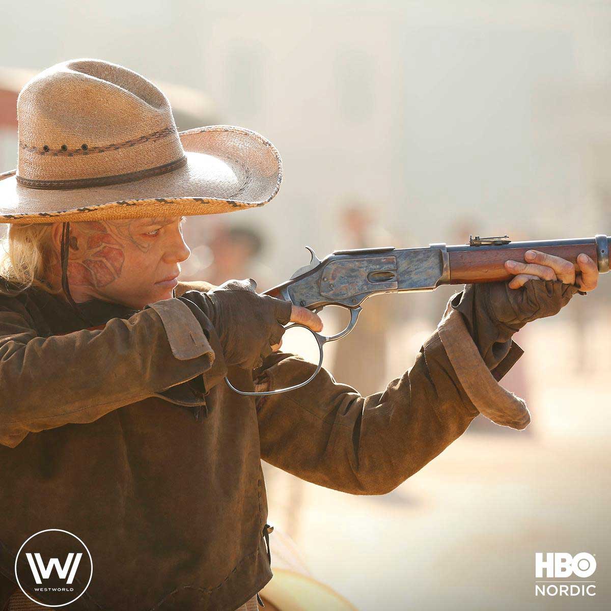 Ingrid Bolsø Berdal som Armistice i Westworld fra HBO. 